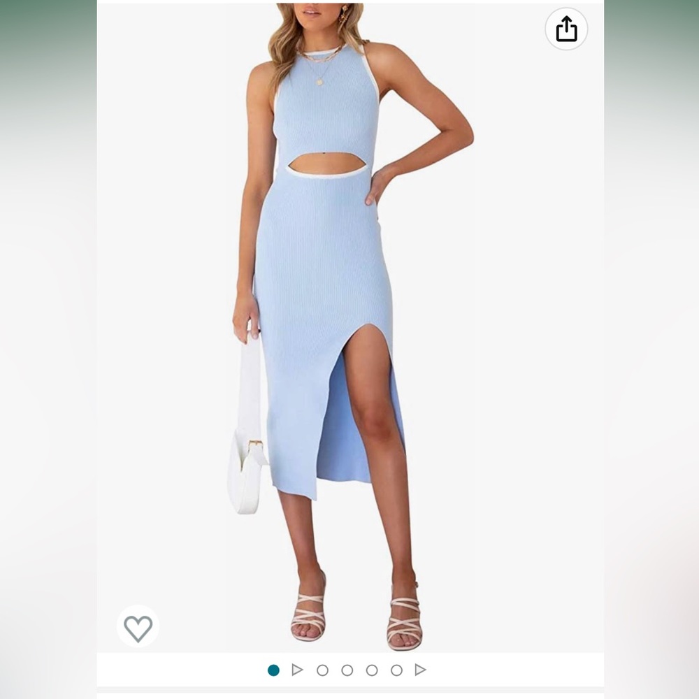 Light Blue Bodycon Cutout Midi Dress
